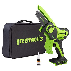 Цепная мини пила аккумуляторная Greenworks 24V G24MCS10 (без АКБ и ЗУ) 10см