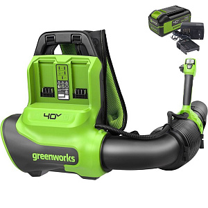 Воздуходув аккумуляторный ранцевый Greenworks 40V GD40BPG2 (1хАКБ 4Ач и ЗУ) б/щ