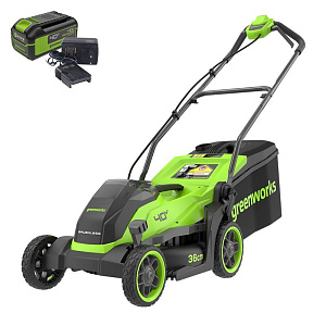 Газонокосилка аккумуляторная Greenworks 40V GD40LM361 (1хАКБ 4Ач и ЗУ) 36 см б/щ