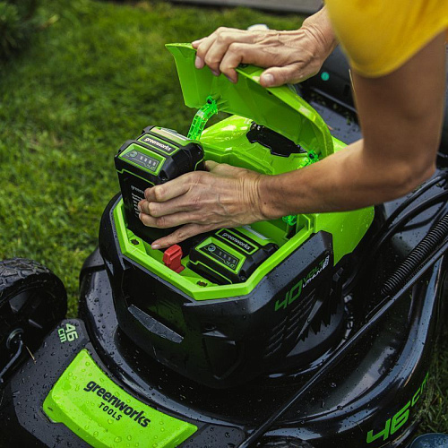 Газонокосилка аккумуляторная Greenworks 40V GD40LM46SPK4 (1хАКБ 4Ач) 46см самоходная