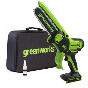 Цепная мини пила аккумуляторная Greenworks 24V GD24CSMNX (без АКБ и ЗУ) 15см