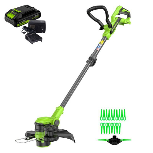 Триммер аккумуляторный Greenworks 24V G24LT301 (1хАКБ 2Ач и ЗУ) 30 см