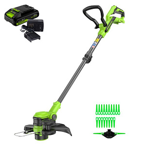 Триммер аккумуляторный Greenworks 24V G24LT301 (1хАКБ 2Ач и ЗУ) 30 см