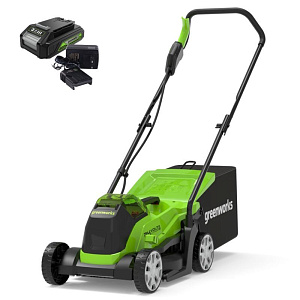 Газонокосилка аккумуляторная Greenworks 24V GD24LM33K2 (1хАКБ 2Ач и ЗУ) 33см