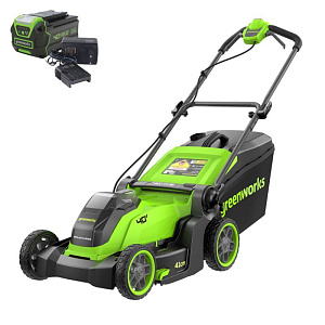 Газонокосилка аккумуляторная Greenworks 40V GD40LM411 (1хАКБ 5Ач и ЗУ) 41 см б/щ